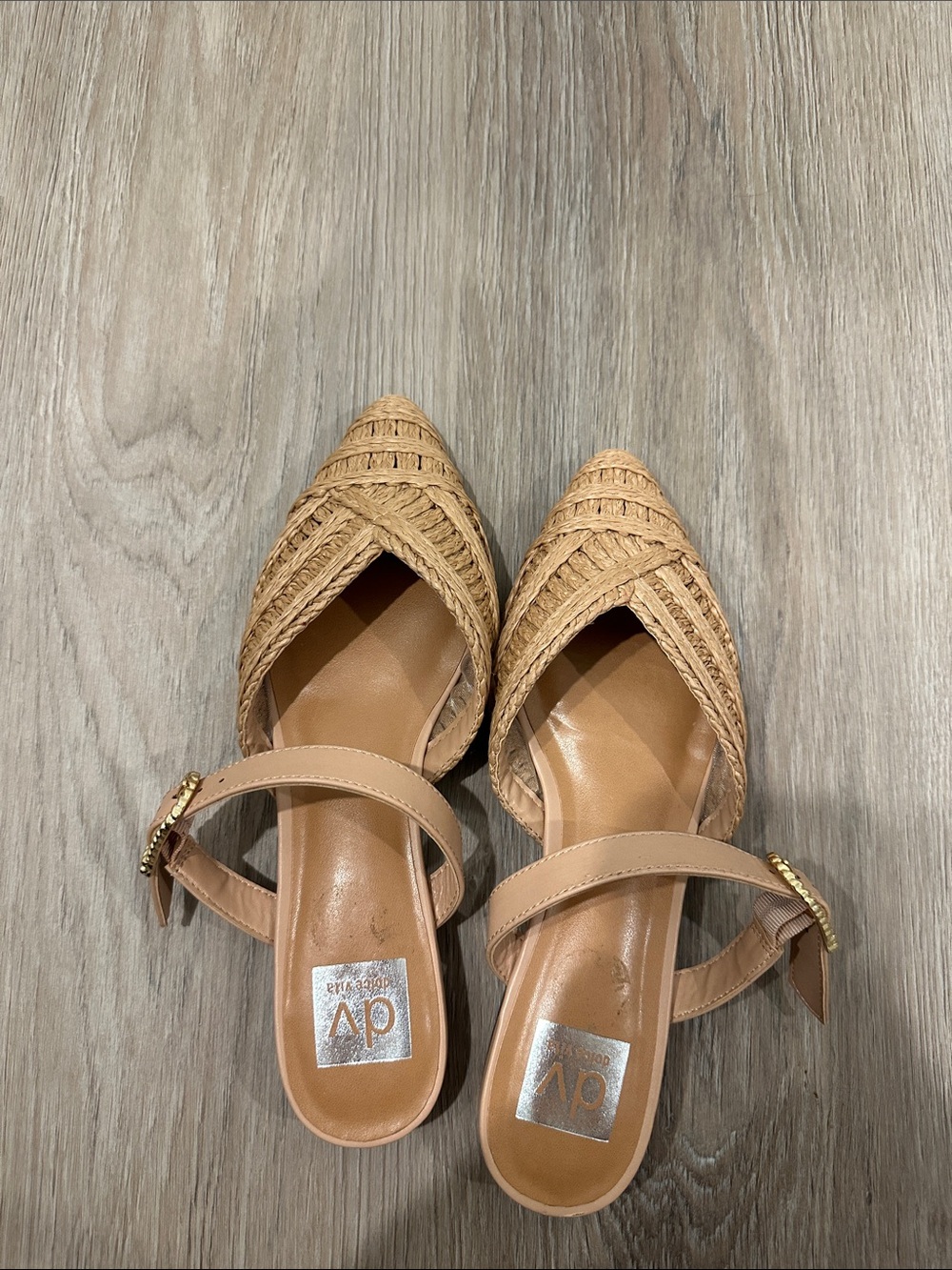 Dolce Vita Tan Woven Pointed-Toe Slingback Mules